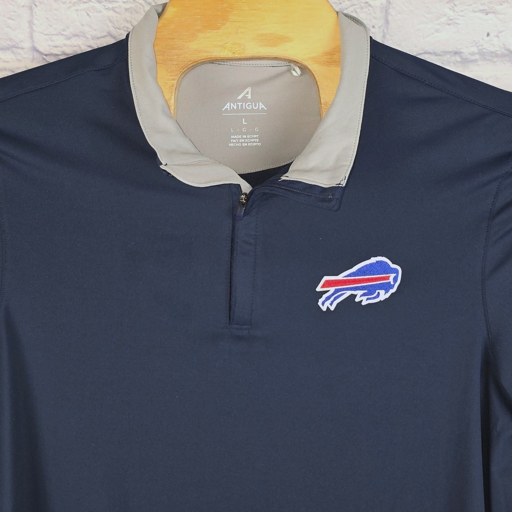 Antigua Buffalo Bills Men Pullover Navy Blue Quarter Zip Long Sleeve Sz Large